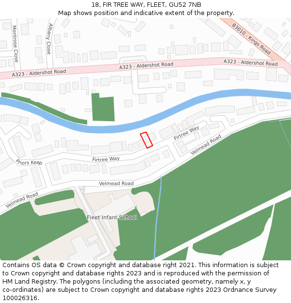 18, FIR TREE WAY, FLEET, GU52 7NB: Location map and indicative extent of plot