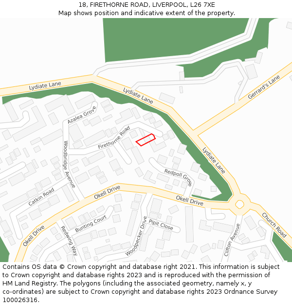 18, FIRETHORNE ROAD, LIVERPOOL, L26 7XE: Location map and indicative extent of plot