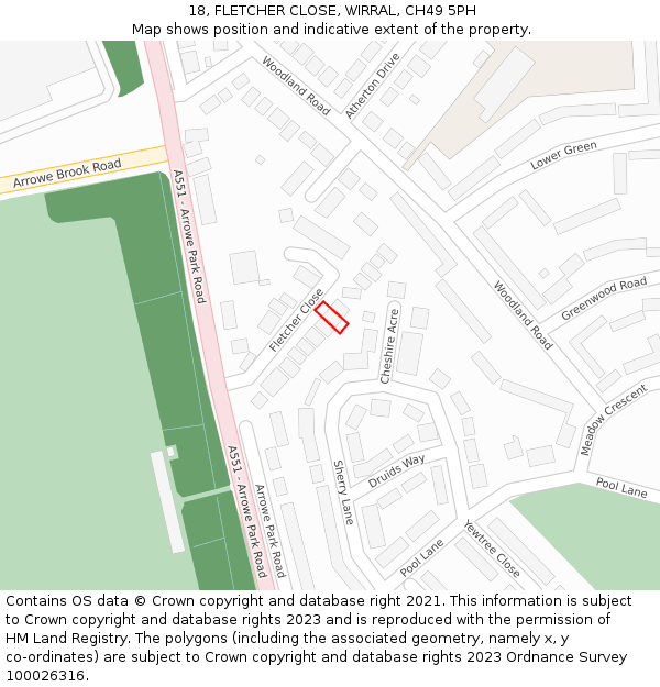 18, FLETCHER CLOSE, WIRRAL, CH49 5PH: Location map and indicative extent of plot