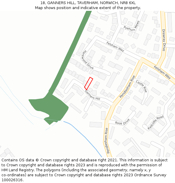 18, GANNERS HILL, TAVERHAM, NORWICH, NR8 6XL: Location map and indicative extent of plot