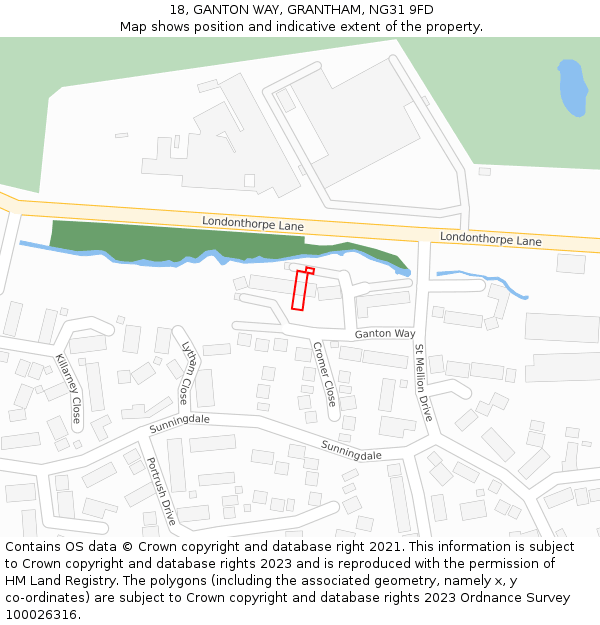 18, GANTON WAY, GRANTHAM, NG31 9FD: Location map and indicative extent of plot