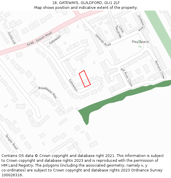 18, GATEWAYS, GUILDFORD, GU1 2LF: Location map and indicative extent of plot