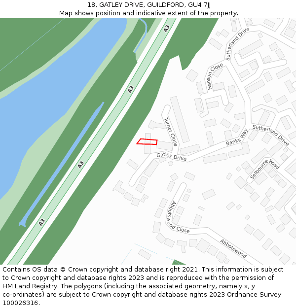 18, GATLEY DRIVE, GUILDFORD, GU4 7JJ: Location map and indicative extent of plot