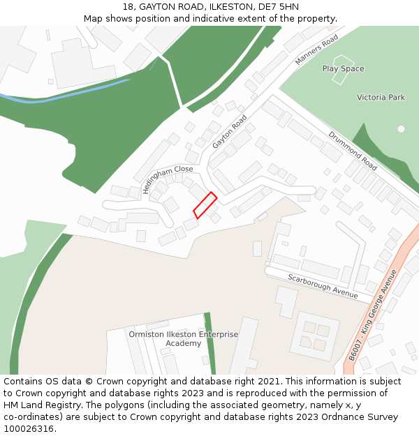 18, GAYTON ROAD, ILKESTON, DE7 5HN: Location map and indicative extent of plot