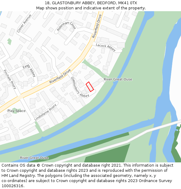 18, GLASTONBURY ABBEY, BEDFORD, MK41 0TX: Location map and indicative extent of plot