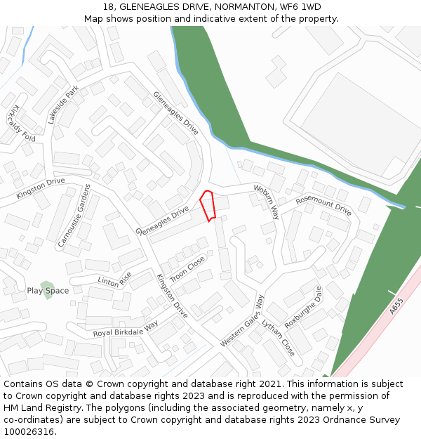 18, GLENEAGLES DRIVE, NORMANTON, WF6 1WD: Location map and indicative extent of plot