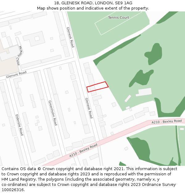 18, GLENESK ROAD, LONDON, SE9 1AG: Location map and indicative extent of plot