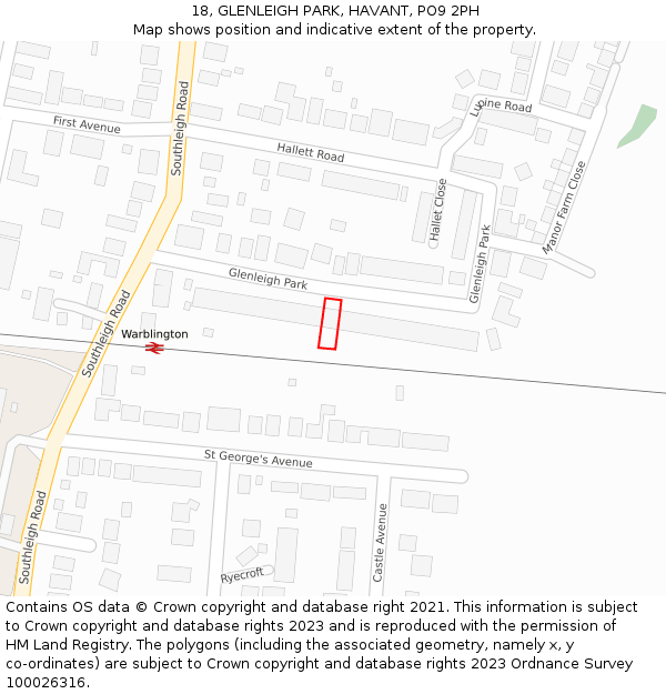 18, GLENLEIGH PARK, HAVANT, PO9 2PH: Location map and indicative extent of plot