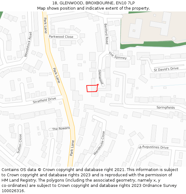 18, GLENWOOD, BROXBOURNE, EN10 7LP: Location map and indicative extent of plot