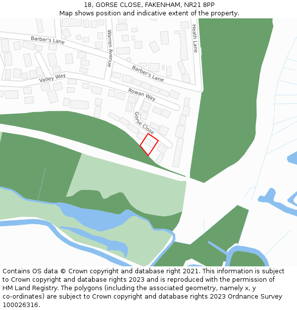 18, GORSE CLOSE, FAKENHAM, NR21 8PP: Location map and indicative extent of plot