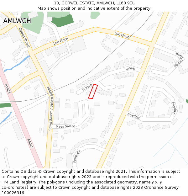 18, GORWEL ESTATE, AMLWCH, LL68 9EU: Location map and indicative extent of plot