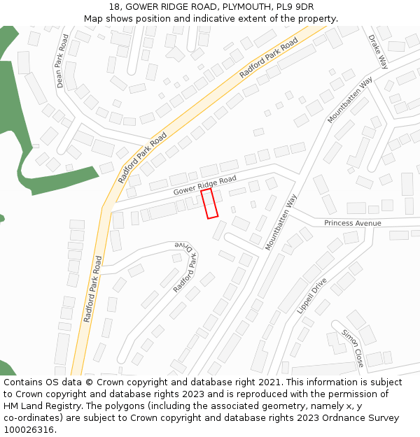 18, GOWER RIDGE ROAD, PLYMOUTH, PL9 9DR: Location map and indicative extent of plot