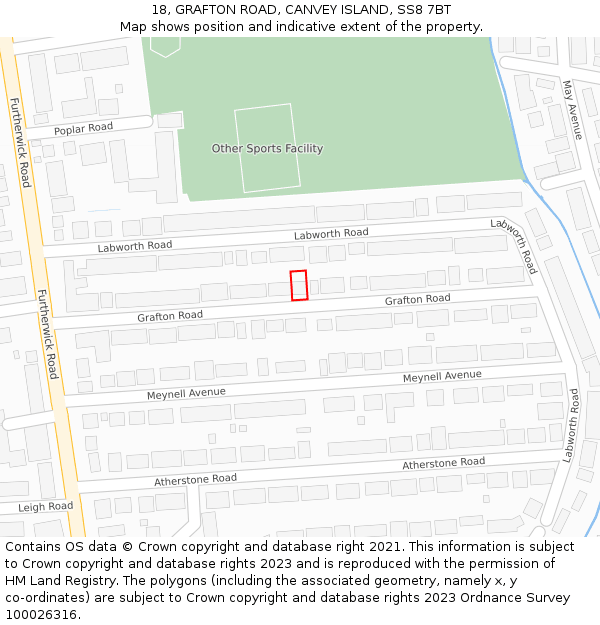 18, GRAFTON ROAD, CANVEY ISLAND, SS8 7BT: Location map and indicative extent of plot