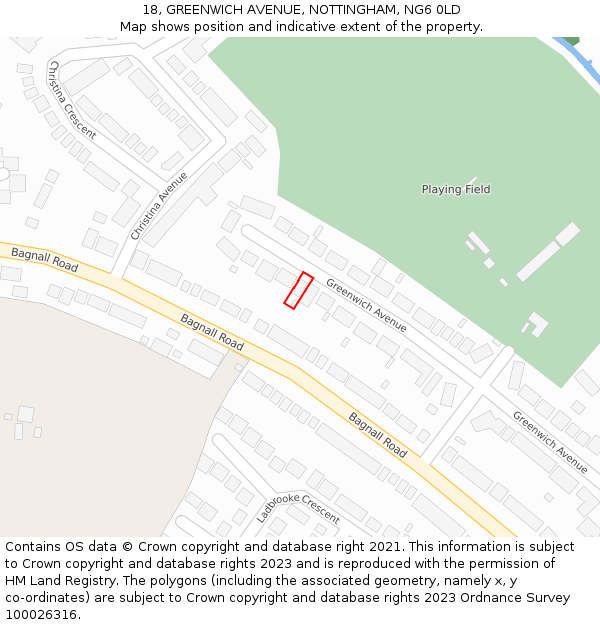 18, GREENWICH AVENUE, NOTTINGHAM, NG6 0LD: Location map and indicative extent of plot