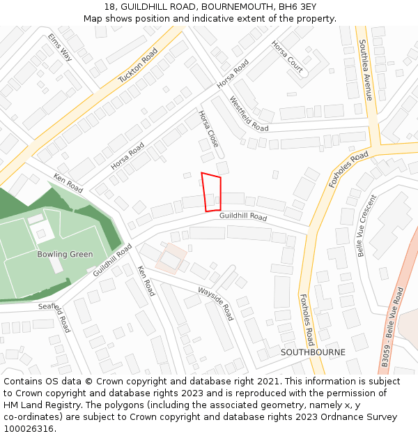 18, GUILDHILL ROAD, BOURNEMOUTH, BH6 3EY: Location map and indicative extent of plot