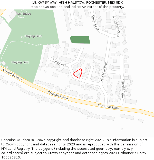 18, GYPSY WAY, HIGH HALSTOW, ROCHESTER, ME3 8DX: Location map and indicative extent of plot