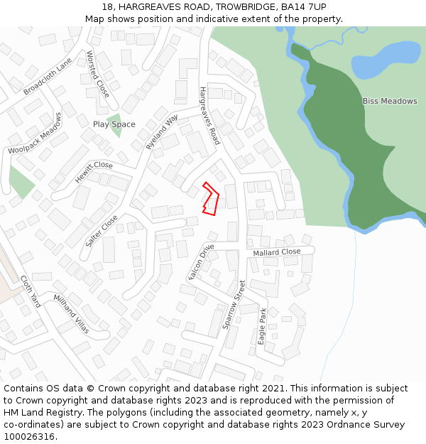 18, HARGREAVES ROAD, TROWBRIDGE, BA14 7UP: Location map and indicative extent of plot