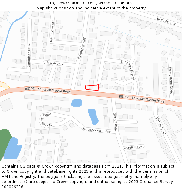 18, HAWKSMORE CLOSE, WIRRAL, CH49 4RE: Location map and indicative extent of plot