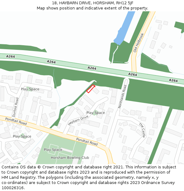 18, HAYBARN DRIVE, HORSHAM, RH12 5JF: Location map and indicative extent of plot