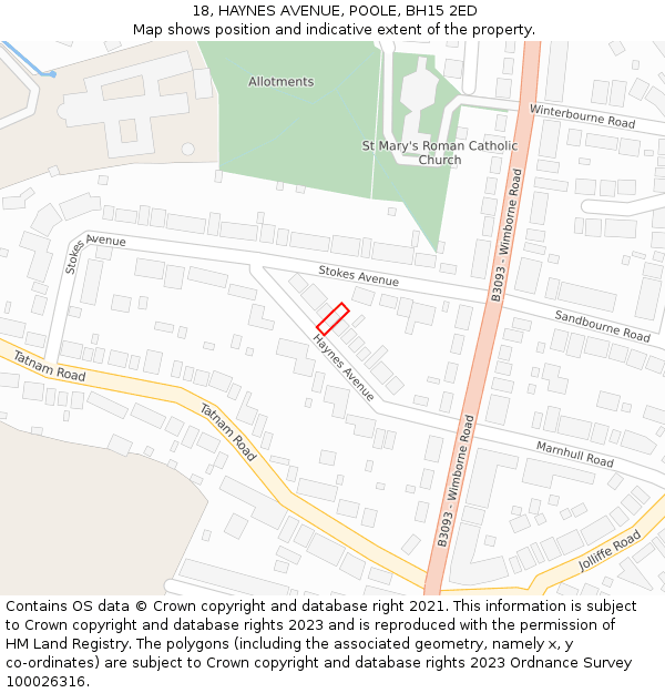 18, HAYNES AVENUE, POOLE, BH15 2ED: Location map and indicative extent of plot