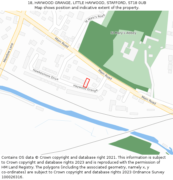 18, HAYWOOD GRANGE, LITTLE HAYWOOD, STAFFORD, ST18 0UB: Location map and indicative extent of plot