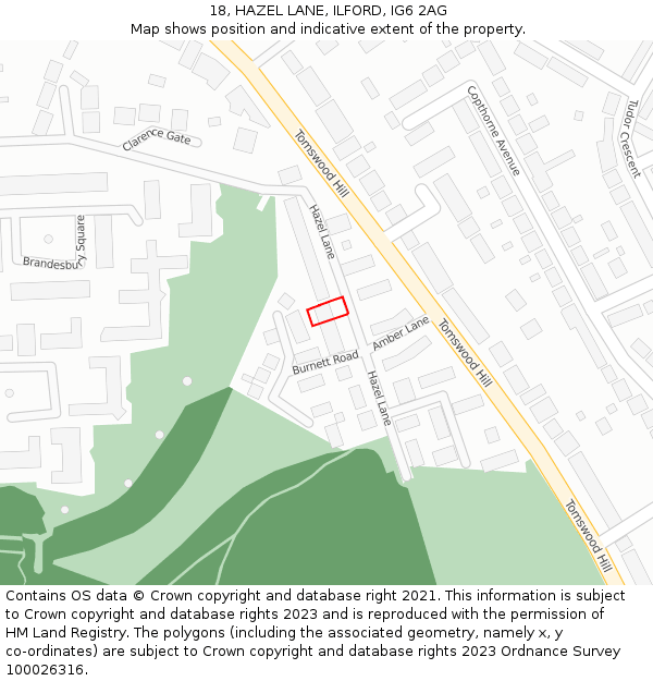 18, HAZEL LANE, ILFORD, IG6 2AG: Location map and indicative extent of plot