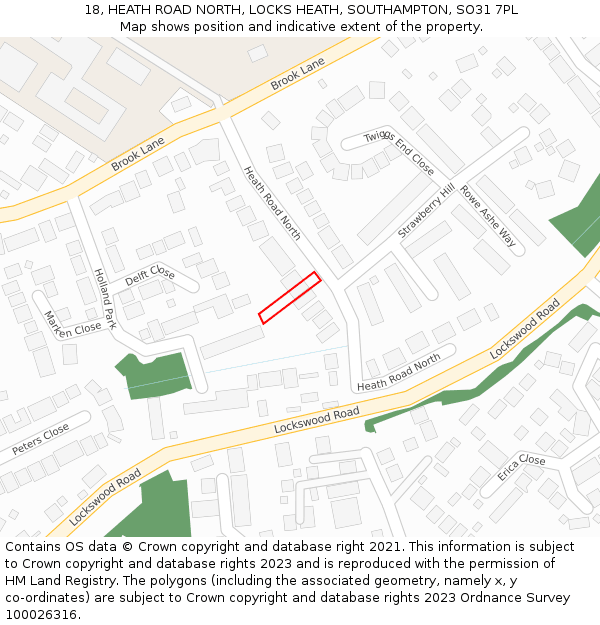 18, HEATH ROAD NORTH, LOCKS HEATH, SOUTHAMPTON, SO31 7PL: Location map and indicative extent of plot