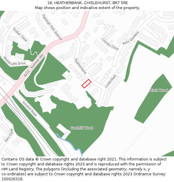18, HEATHERBANK, CHISLEHURST, BR7 5RE: Location map and indicative extent of plot