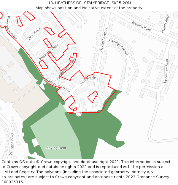 18, HEATHERSIDE, STALYBRIDGE, SK15 2QN: Location map and indicative extent of plot