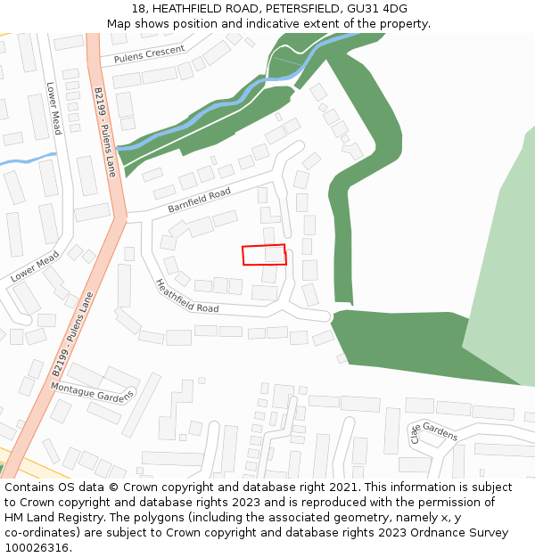 18, HEATHFIELD ROAD, PETERSFIELD, GU31 4DG: Location map and indicative extent of plot