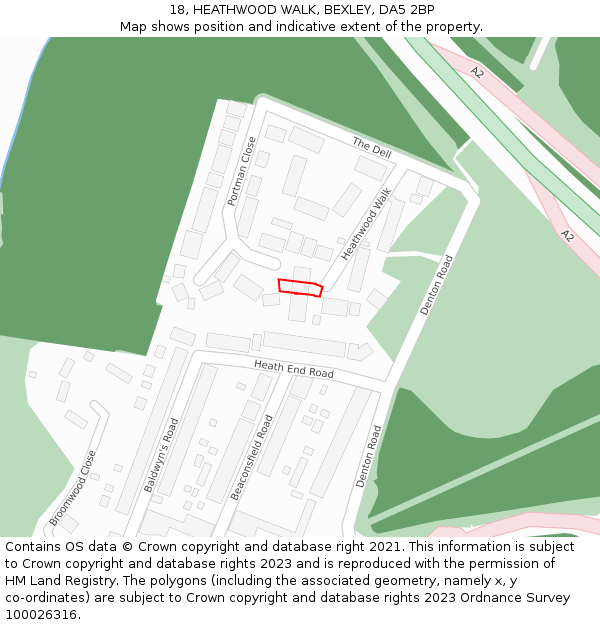 18, HEATHWOOD WALK, BEXLEY, DA5 2BP: Location map and indicative extent of plot