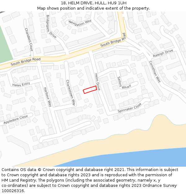 18, HELM DRIVE, HULL, HU9 1UH: Location map and indicative extent of plot