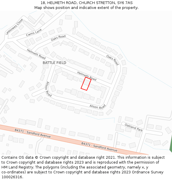 18, HELMETH ROAD, CHURCH STRETTON, SY6 7AS: Location map and indicative extent of plot