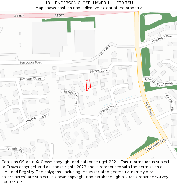 18, HENDERSON CLOSE, HAVERHILL, CB9 7SU: Location map and indicative extent of plot