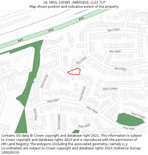 18, HEOL CONWY, ABERGELE, LL22 7UT: Location map and indicative extent of plot