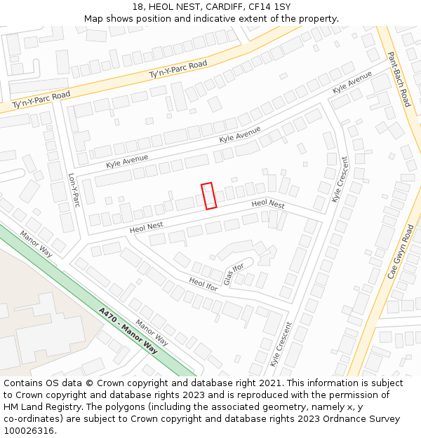 18, HEOL NEST, CARDIFF, CF14 1SY: Location map and indicative extent of plot