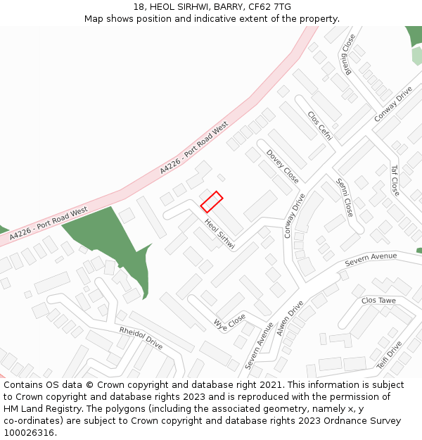 18, HEOL SIRHWI, BARRY, CF62 7TG: Location map and indicative extent of plot