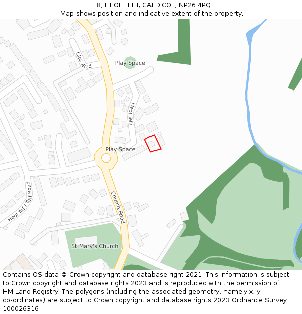 18, HEOL TEIFI, CALDICOT, NP26 4PQ: Location map and indicative extent of plot