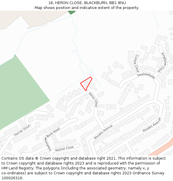 18, HERON CLOSE, BLACKBURN, BB1 8NU: Location map and indicative extent of plot
