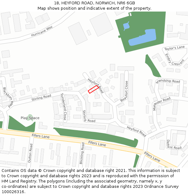 18, HEYFORD ROAD, NORWICH, NR6 6GB: Location map and indicative extent of plot