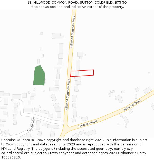 18, HILLWOOD COMMON ROAD, SUTTON COLDFIELD, B75 5QJ: Location map and indicative extent of plot