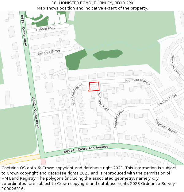 18, HONISTER ROAD, BURNLEY, BB10 2PX: Location map and indicative extent of plot