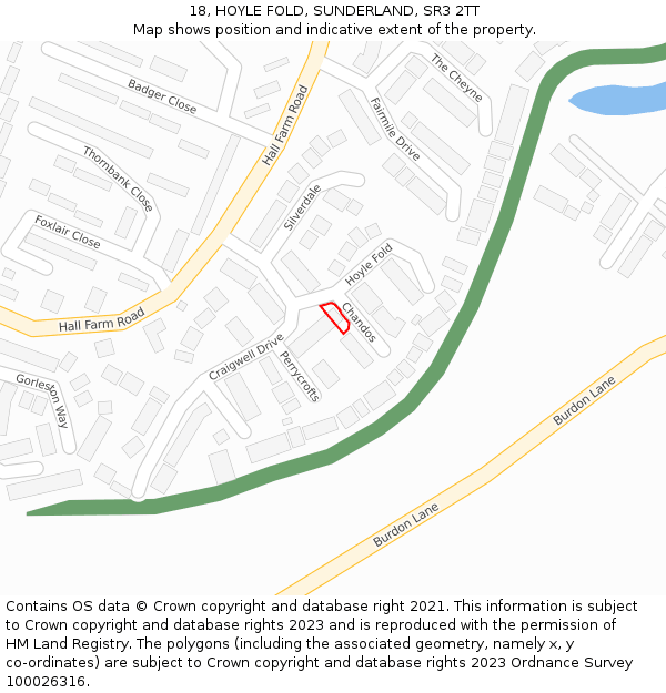 18, HOYLE FOLD, SUNDERLAND, SR3 2TT: Location map and indicative extent of plot