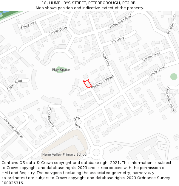 18, HUMPHRYS STREET, PETERBOROUGH, PE2 9RH: Location map and indicative extent of plot