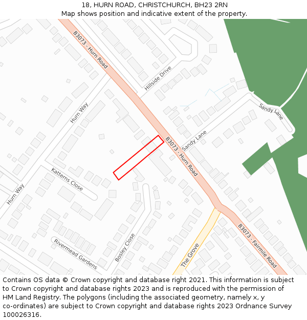 18, HURN ROAD, CHRISTCHURCH, BH23 2RN: Location map and indicative extent of plot