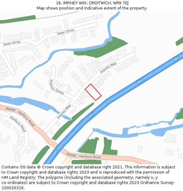 18, IMPNEY WAY, DROITWICH, WR9 7EJ: Location map and indicative extent of plot