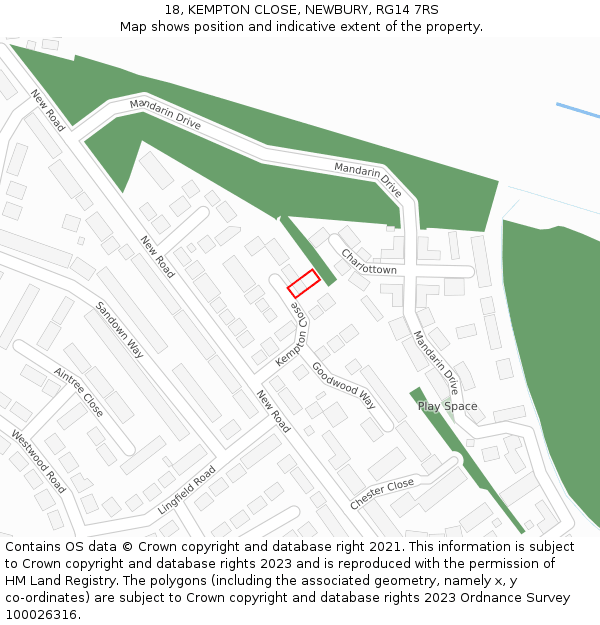 18, KEMPTON CLOSE, NEWBURY, RG14 7RS: Location map and indicative extent of plot