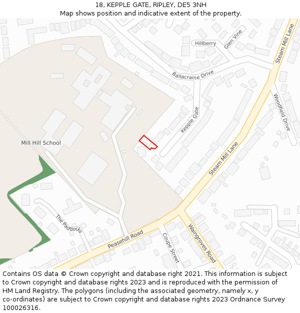 18, KEPPLE GATE, RIPLEY, DE5 3NH: Location map and indicative extent of plot