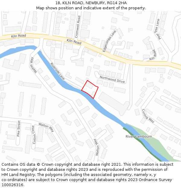 18, KILN ROAD, NEWBURY, RG14 2HA: Location map and indicative extent of plot