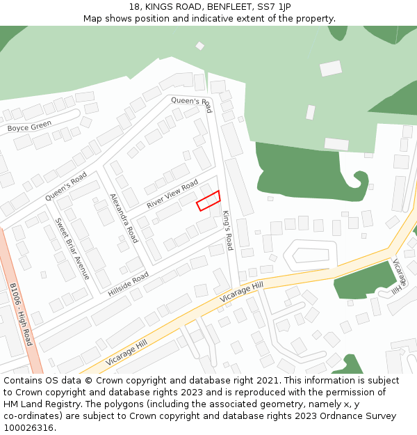 18, KINGS ROAD, BENFLEET, SS7 1JP: Location map and indicative extent of plot